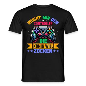 Hands me the controller, the queen wants to play - Men's T-Shirt - black - Front - AI Model Male 178 light (178cm)