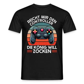 Hands me the controller, the queen wants to play - Men's T-Shirt - black - Front - AI Model Male 178 light (178cm)