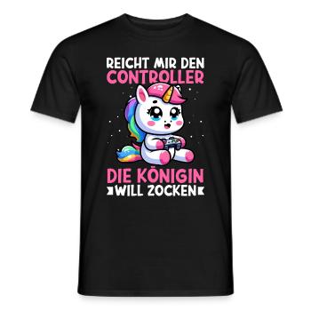 Hands me the controller, the queen wants to play - Men's T-Shirt - black - Front - AI Model Male 178 light (178cm)