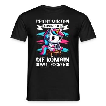 Elle me tend la manette, la reine veut jouer - T-shirt homme - noir - Devant - AI Model Male 178 light (178cm)