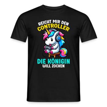 Elle me tend la manette, la reine veut jouer - T-shirt homme - noir - Devant - AI Model Male 178 light (178cm)