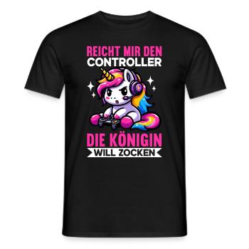 Hands me the controller, the queen wants to play - Men's T-Shirt - black - Front - AI Model Male 178 light (178cm)