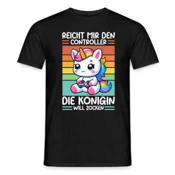 Hands me the controller, the queen wants to play - Men's T-Shirt - black - Front - AI Model Male 178 light (178cm)