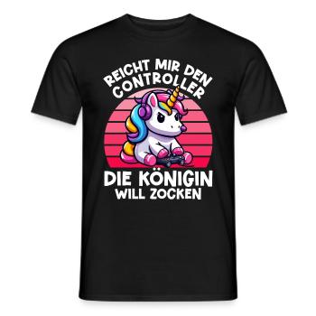 Hands me the controller, the queen wants to play - Men's T-Shirt - black - Front - AI Model Male 178 light (178cm)