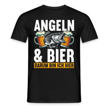 Fishing and Beer Fun Fishing Hobby - Men's T-Shirt - black - Front - AI Model Male 178 light (178cm)