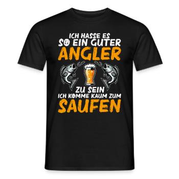 Fishing and Beer Fun Fishing Hobby - Men's T-Shirt - black - Front - AI Model Male 178 light (178cm)