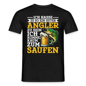 Fishing and Beer Fun Fishing Hobby - Men's T-Shirt - black - Front - AI Model Male 178 light (178cm)