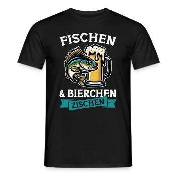 Fishing and Beer Fun Fishing Hobby - Men's T-Shirt - black - Front - AI Model Male 178 light (178cm)