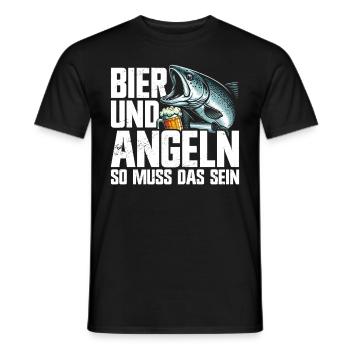 Fishing and Beer Fun Fishing Hobby - Men's T-Shirt - black - Front - AI Model Male 178 light (178cm)