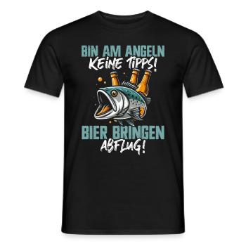 Fishing and Beer Fun Fishing Hobby - Men's T-Shirt - black - Front - AI Model Male 178 light (178cm)