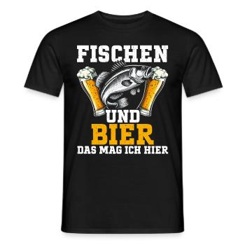 Fishing and Beer Fun Fishing Hobby - Men's T-Shirt - black - Front - AI Model Male 178 light (178cm)