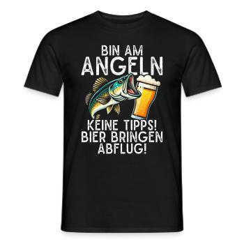 Fishing and Beer Fun Fishing Hobby - Men's T-Shirt - black - Front - AI Model Male 178 light (178cm)
