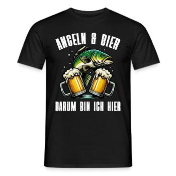 Fishing and Beer Fun Fishing Hobby - Men's T-Shirt - black - Front - AI Model Male 178 light (178cm)