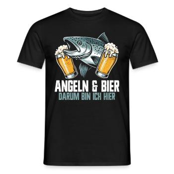 Fishing and Beer Fun Fishing Hobby - Men's T-Shirt - black - Front - AI Model Male 178 light (178cm)