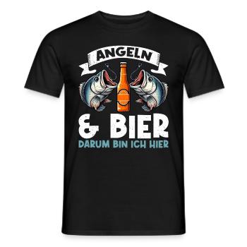 Fishing and Beer Fun Fishing Hobby - Men's T-Shirt - black - Front - AI Model Male 178 light (178cm)