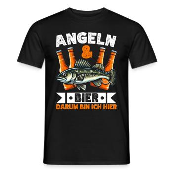 Fishing and Beer Fun Fishing Hobby - Men's T-Shirt - black - Front - AI Model Male 178 light (178cm)
