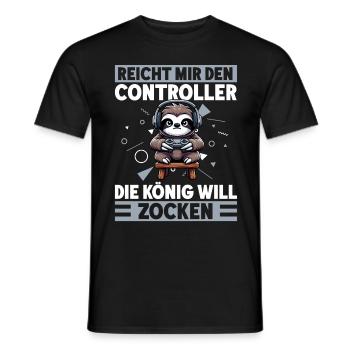 Hands me the controller, the queen wants to play - Men's T-Shirt - black - Front - AI Model Male 178 light (178cm)