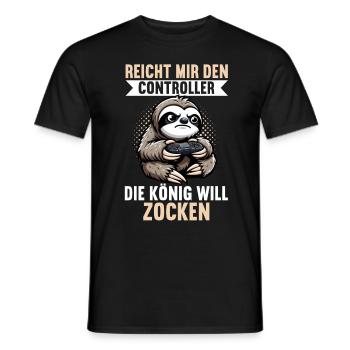 Hands me the controller, the queen wants to play - Men's T-Shirt - black - Front - AI Model Male 178 light (178cm)