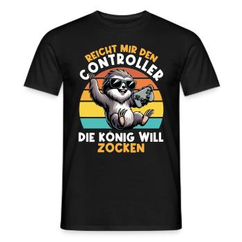 Hands me the controller, the queen wants to play - Men's T-Shirt - black - Front - AI Model Male 178 light (178cm)