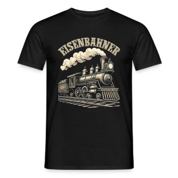 Trains de locomotives à vapeur de chemin de fer miniature - T-shirt homme - noir - Devant - AI Model Male 178 light (178cm)