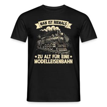 Trains de locomotives à vapeur de chemin de fer miniature - T-shirt homme - noir - Devant - AI Model Male 178 light (178cm)