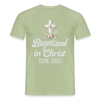 Taufe Getaufte Christliche Jesusgott -Bibel - Männer T-Shirt - Sage - Vorne - AI Model Male 178 light (178cm)