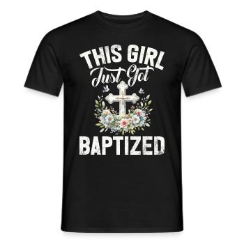 Battesimo Battezzato Cristiano Gesù Dio - Bibbia - T-shirt uomo - nero - Fronte - AI Model Male 178 light (178cm)