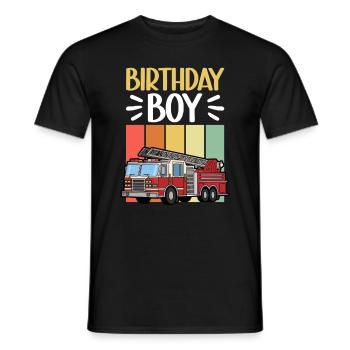 Anniversaire Garçon Pompier Anniversaire Garçon - T-shirt homme - noir - Devant - AI Model Male 178 light (178cm)
