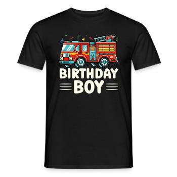 Anniversaire Garçon Pompier Anniversaire Garçon - T-shirt homme - noir - Devant - AI Model Male 178 light (178cm)