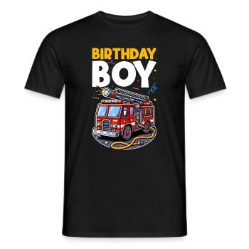 Anniversaire Garçon Pompier Anniversaire Garçon - T-shirt homme - noir - Devant - AI Model Male 178 light (178cm)