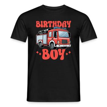 Anniversaire Garçon Pompier Anniversaire Garçon - T-shirt homme - noir - Devant - AI Model Male 178 light (178cm)