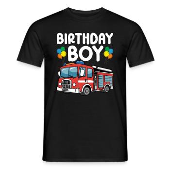 Anniversaire Garçon Pompier Anniversaire Garçon - T-shirt homme - noir - Devant - AI Model Male 178 light (178cm)