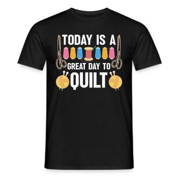 Quilt Knitting Crochet Sewing Machine Fabric - Men's T-Shirt - black - Front - AI Model Male 178 light (178cm)