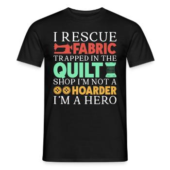Quilt Knitting Crochet Sewing Machine Fabric - Men's T-Shirt - black - Front - AI Model Male 178 light (178cm)