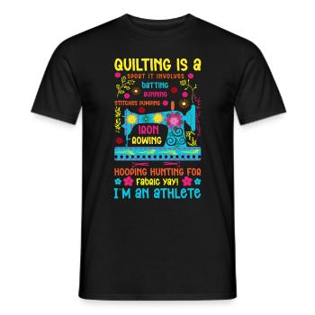 Quilt Knitting Crochet Sewing Machine Fabric - Men's T-Shirt - black - Front - AI Model Male 178 light (178cm)
