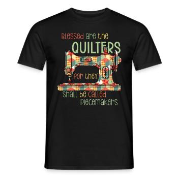 Quilt Knitting Crochet Sewing Machine Fabric - Men's T-Shirt - black - Front - AI Model Male 178 light (178cm)