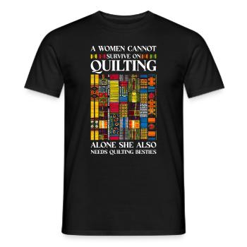Quilt Knitting Crochet Sewing Machine Fabric - Men's T-Shirt - black - Front - AI Model Male 178 light (178cm)