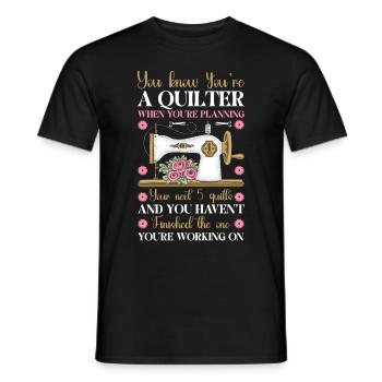 Quilt Knitting Crochet Sewing Machine Fabric - Men's T-Shirt - black - Front - AI Model Male 178 light (178cm)