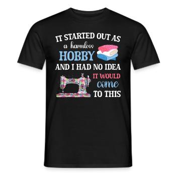 Quilt Knitting Crochet Sewing Machine Fabric - Men's T-Shirt - black - Front - AI Model Male 178 light (178cm)