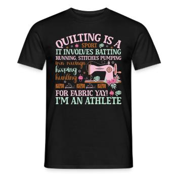 Quilt Knitting Crochet Sewing Machine Fabric - Men's T-Shirt - black - Front - AI Model Male 178 light (178cm)
