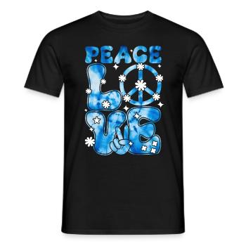 Groovy Tie Dye Friedens Liebeszeichen Retro Hippie - Männer T-Shirt - Schwarz - Vorne - AI Model Male 178 light (178cm)