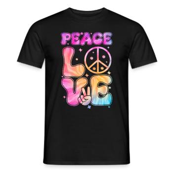 Groovy Tie Dye Friedens Liebeszeichen Retro Hippie - Männer T-Shirt - Schwarz - Vorne - AI Model Male 178 light (178cm)