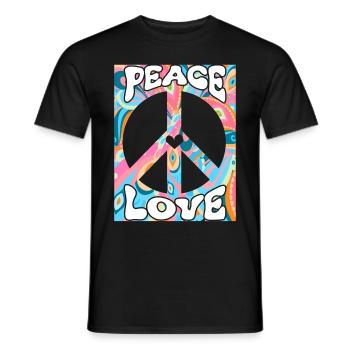 Groovy Tie Dye Friedens Liebeszeichen Retro Hippie - Männer T-Shirt - Schwarz - Vorne - AI Model Male 178 light (178cm)