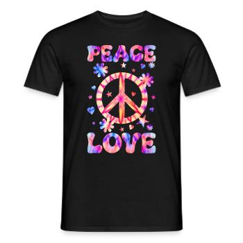 Groovy Tie Dye Friedens Liebeszeichen Retro Hippie - Männer T-Shirt - Schwarz - Vorne - AI Model Male 178 light (178cm)