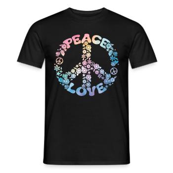 Groovy Tie Dye Friedens Liebeszeichen Retro Hippie - Männer T-Shirt - Schwarz - Vorne - AI Model Male 178 light (178cm)
