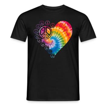 Groovy Tie Dye Friedens Liebeszeichen Retro Hippie - Männer T-Shirt - Schwarz - Vorne - AI Model Male 178 light (178cm)