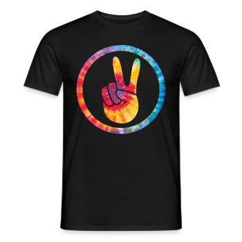 Groovy Tie Dye Friedens Liebeszeichen Retro Hippie - Männer T-Shirt - Schwarz - Vorne - AI Model Male 178 light (178cm)