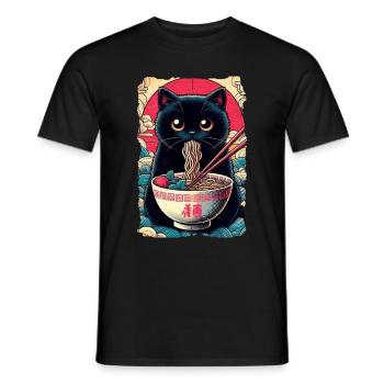 Katzen Ramen Nudel Japaner Anime Manga Kawaii - Männer T-Shirt - Schwarz - Vorne - AI Model Male 178 light (178cm)