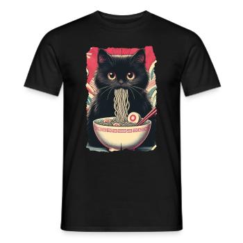 Katzen Ramen Nudel Japaner Anime Manga Kawaii - Männer T-Shirt - Schwarz - Vorne - AI Model Male 178 light (178cm)