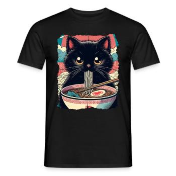 Katzen Ramen Nudel Japaner Anime Manga Kawaii - Männer T-Shirt - Schwarz - Vorne - AI Model Male 178 light (178cm)